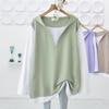 Nuova Felpa con Cappuccio Patchwork Oversize Larga a Manica Lunga Casual di Media Lunghezza Finta Due Pezzi per Donna - Primavera e Autunno