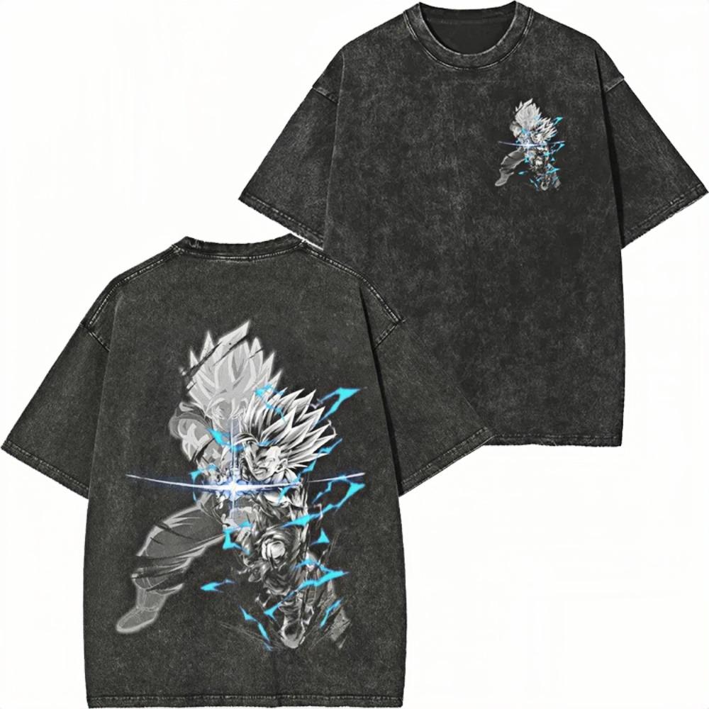 Dragon Ball Majin Buu Super Saiyan Printed Tshirt Mens and Womens Washed Tshirt High Quality Vintage Cotton Tshirt Top