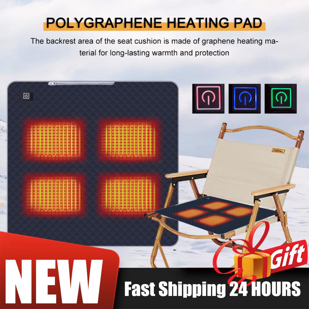 4-Zonen Smart Heizkissen für Outdoor Campingstühle 5V USB-betrieben Heizmatte Tragbare Heizmatte für Outdoor Angeln