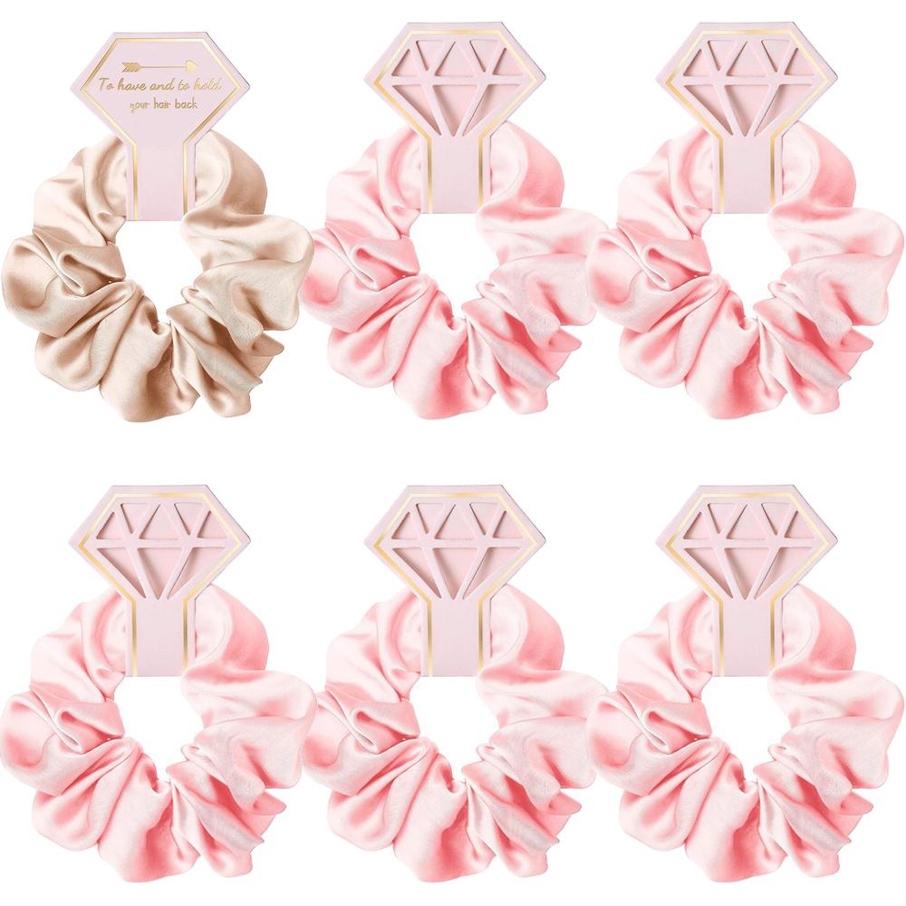 6pcs Satin Scrunchies Girls Elastic Hair Band Ponytail Holder Ties Rubber Bands Bride Bridesmaid Accessories Wedding Supplies