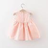 Summer Kids Sundress Toddler Pink Bunny Grid Sleeveless Dress Children Girls Yellow Clothes