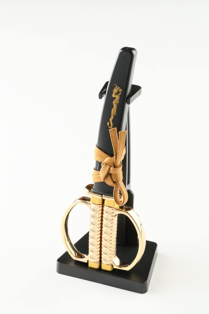 Japanese Sword Golden Dragon Model with Stand Scissors, SW-55GL
