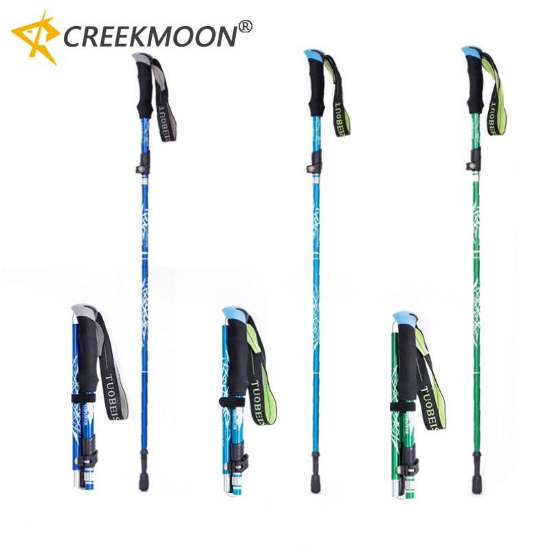 Ultralight Folding Trekking Pole Aluminum Alloy Anti Shock Alpenstock Snow Walking Stick Outdoor Climbing Hiking Stick