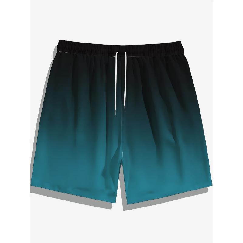 Gradient print men's casual fashion sports shorts loose and comfortable gym men's swimwear beach shorts