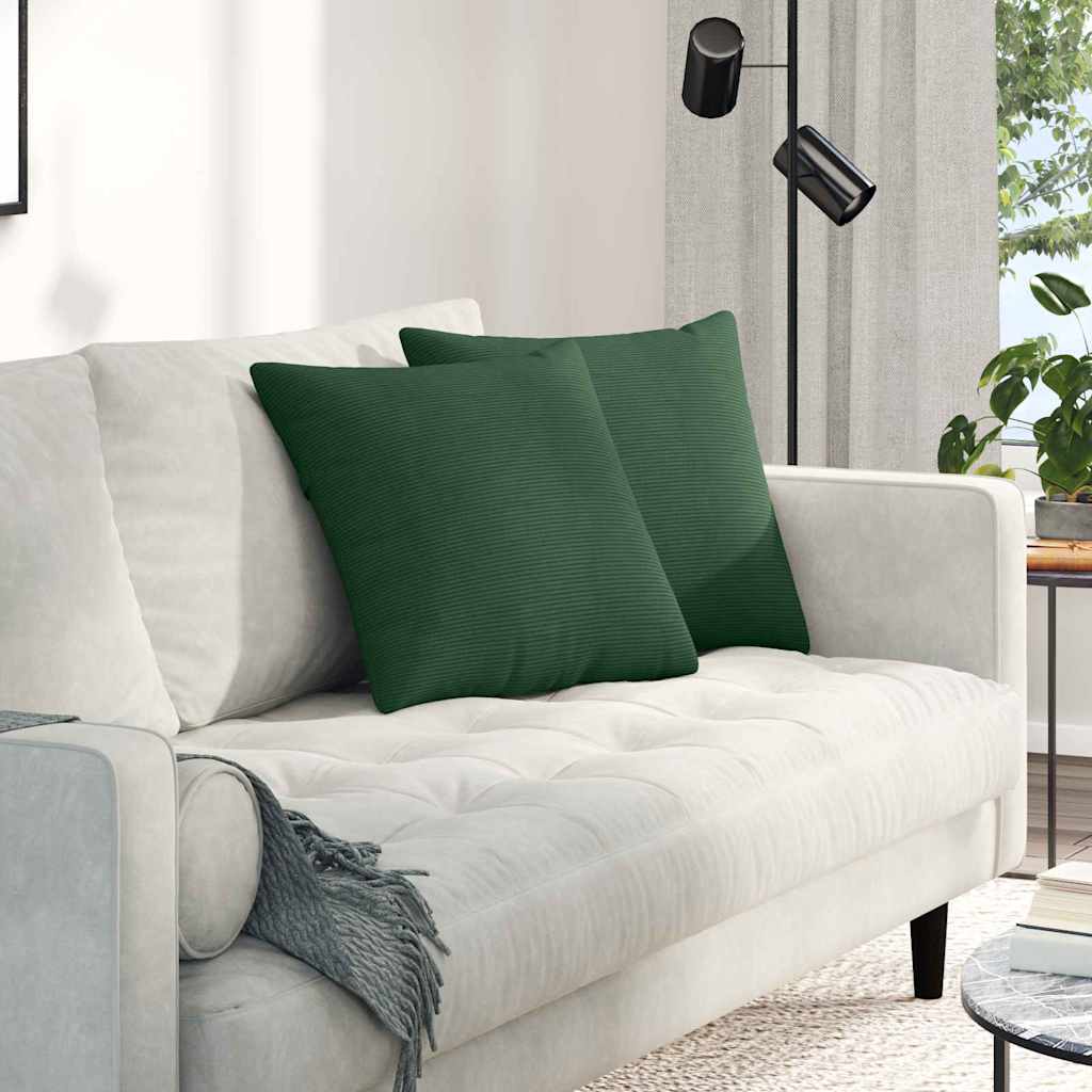Sofa Cushions 2 Pieces Dark Green 45 X 45 Cm Cord Fabric