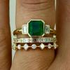 Alloy Cubic Zirconia and Emerald Gemstone Ring Set
