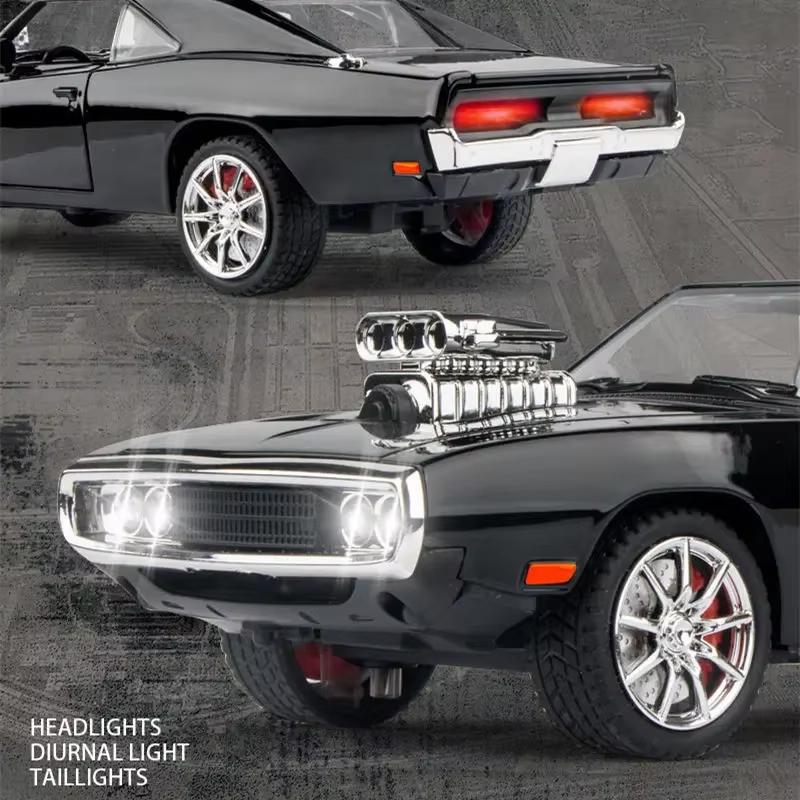 New 1:24 Challenger 1970 Fast & Furious 7 Alloy Car Model Diecasts Toy With Sound and Light Vehicles Decoration Toy For Kid Gift
