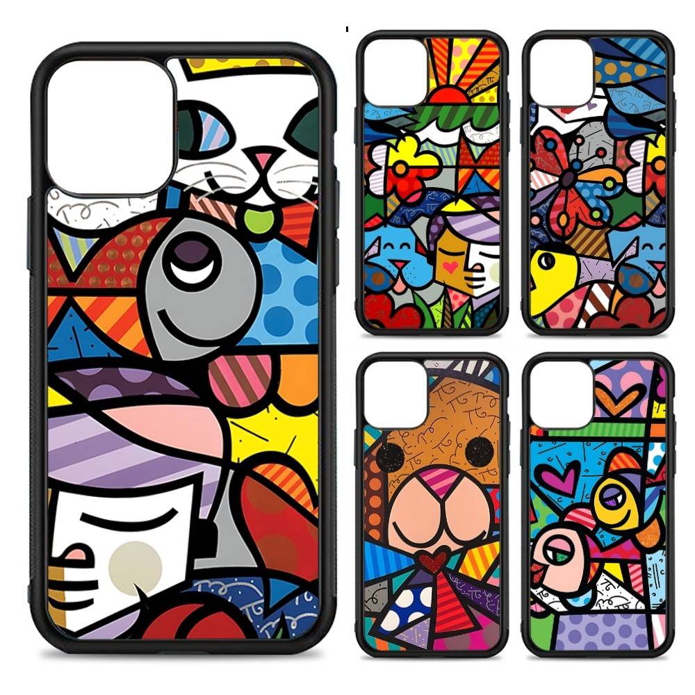 Art R-Romero Britto Phone Case For IPhone 17 16 15 14 13 Plus 12 11 Pro Max PC+TPU Cases Back Cover