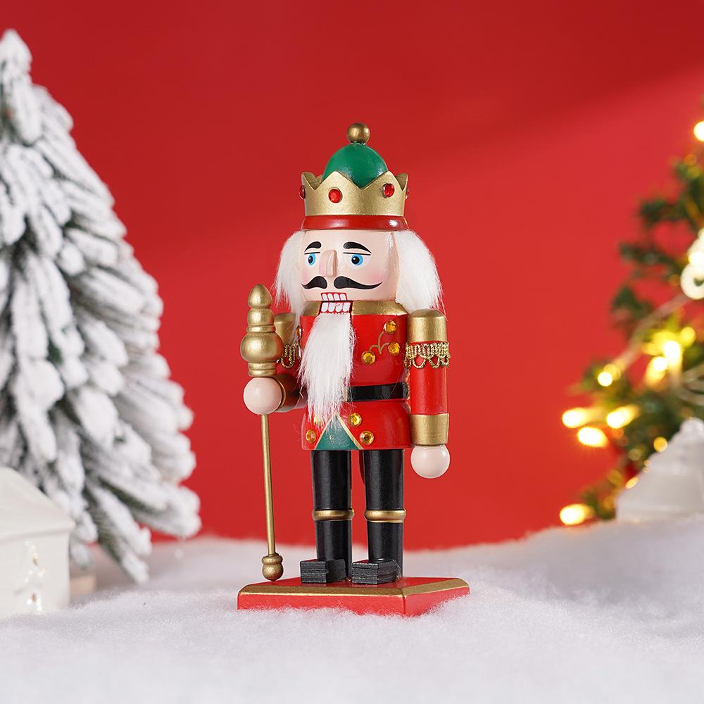 

20cm Nutcracker Miniature Cute Wooden Nutcracker Puppet Ornaments Cartoons Walnuts Soldiers Home Desktop Christmas Decoration
