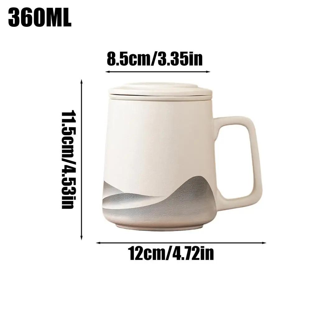 Tea Cup With Infuser And Lid 360ml Matte Ceramic Tea Infuser Tumbler Vintage Hot Coffee Cup Aesthetic Filter Tea Kettle For