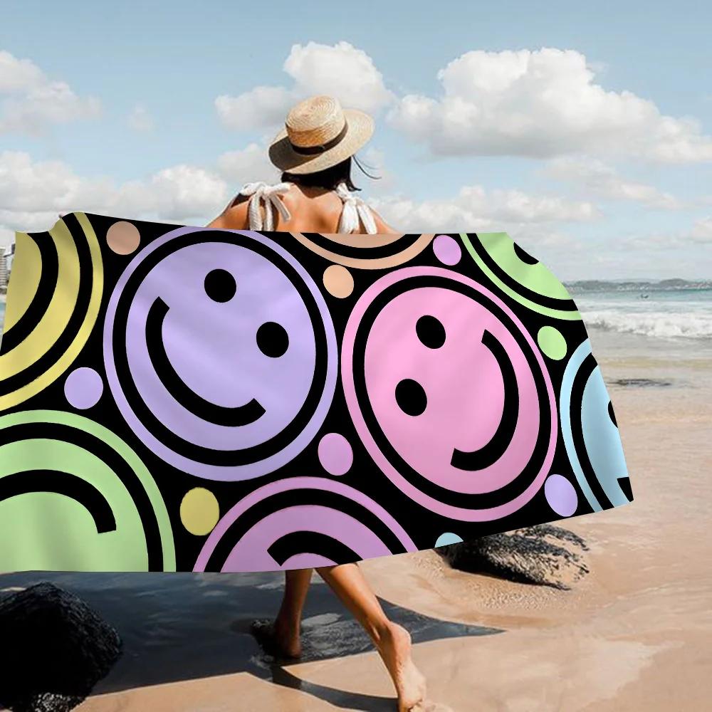 Shanika Chen Smiley Faces Towel Microfiber Beach Towel Absorbent Quick Dry Soft Yoga Swimming Resort Mountain Climbing Towel