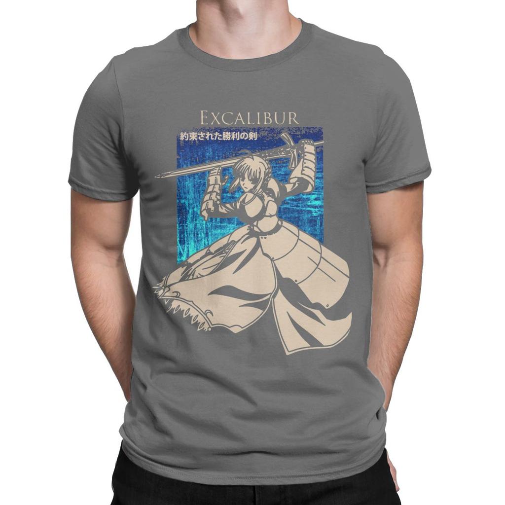 Men's Saber Excalibur Fate Grand Order T Shirts Cotton Clothing Casual Short Sleeve Round Collar Tees Plus Size T-Shirts