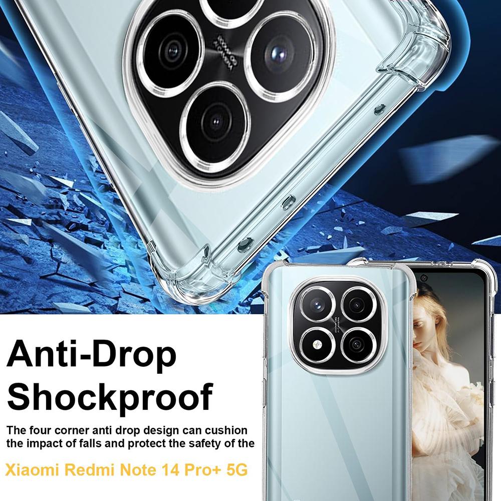 Plain Thick Shockproof Clear Case for Xiaomi Redmi Note 14 Pro Plus 5G Note14 Pro 4G Transparent Cover