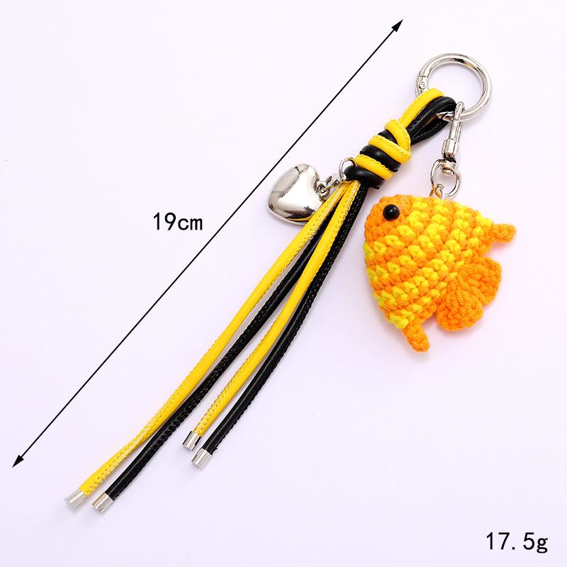 Ladies' Bag Pendants Cartoon Cute Handmade Weave Fish Kawaii Sweet Verstaile Bag Accessories Multifunctional Keychains For Girl