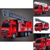 Fire Truck Alloy Inertia Pullback Toy With Rotatable Ladder For Kids Play And Handson Interaction