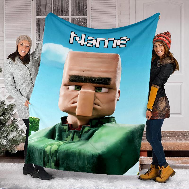 Personalized Custom Name Blanket - Minecraft Print Design,Blanket for Sofa,Bed,Travel,Camping - Soft and Warm, Great Gift
