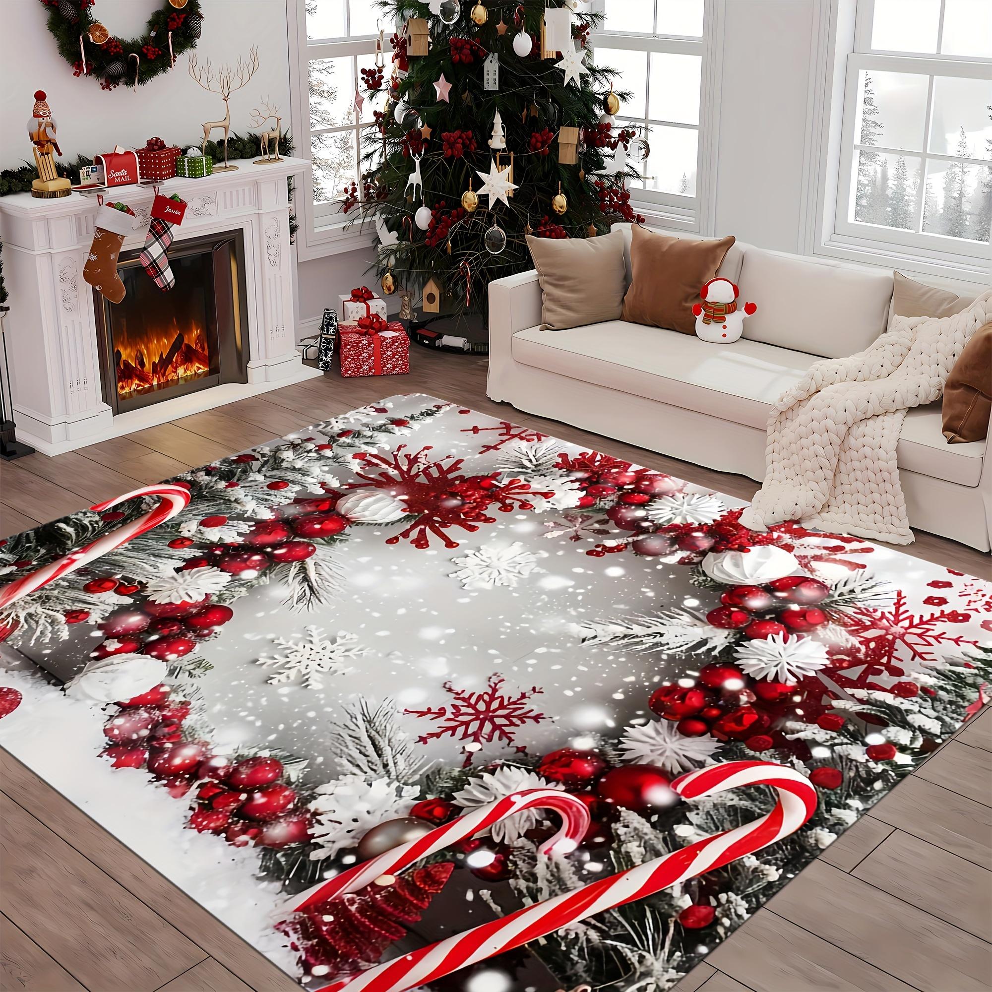 

A Christmas-themed decorative carpet suitable for the living room, bedroom, entryway, and dining room, also suitable for outdoor patios, gardens, and 47.24Inch*62.99Inch