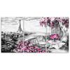 Three Piece Picture Canvas Print Paris Eiffel Tower Purple Pastel