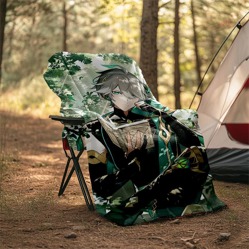 1pc Genshin Impact Alhaitham2 Theme Blanket - Digital Print, Polyester, Cozy for All Seasons, Perfect for Outdoor, Camping, and Travel