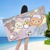 Popular Cute R-rilakkumas bear Beach Towel Colorful Bath Towels for Girl Microfiber Quick Dry Custom Sand Free Beach Yoga Spa