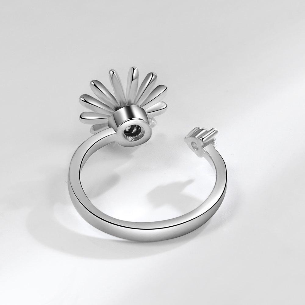 Süßer Chrysanthemen Drehbarer Offener Ring für Damen Frisches Blumen Design Verstellbares Band Modeschmuck Geschenk