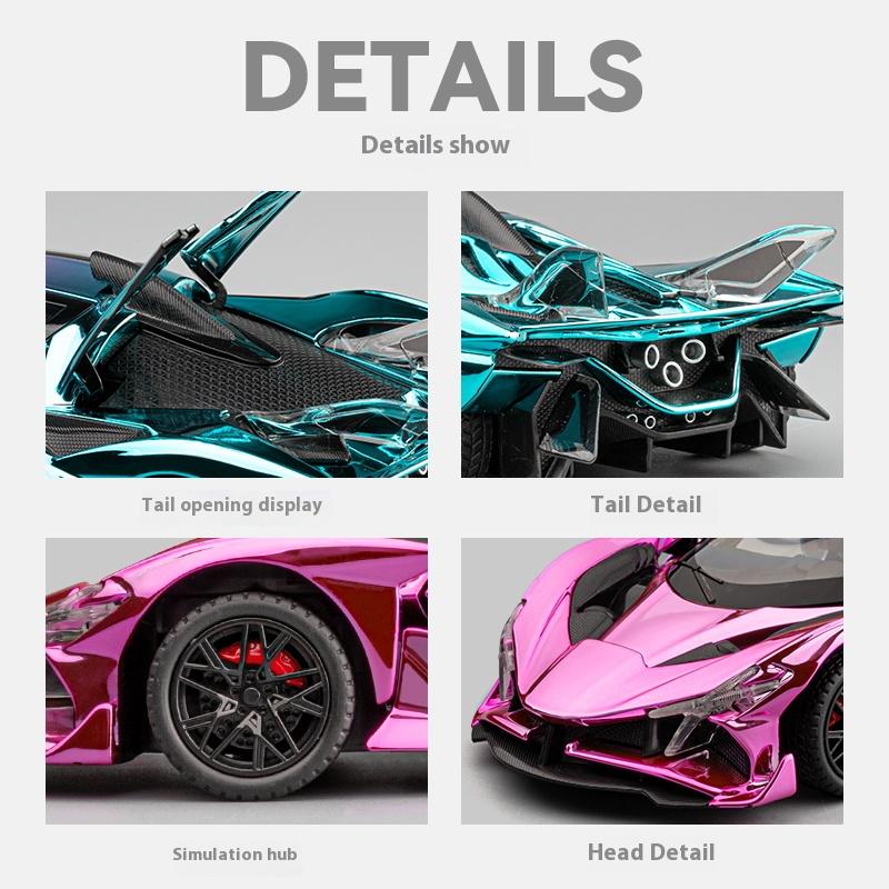 1/24 Scale Simulation Apollo EVO Plating Alloy Car, Sound and Light Children's Toy Car, Sports Car Model Collection Ornament Gift