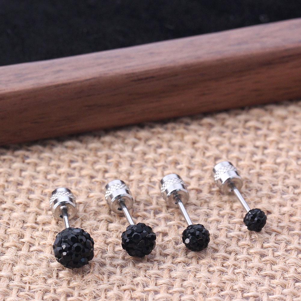 Titanium Steel Multi-Color Diamond Ball Stud Earrings: Niche Design, Sparkling, and Fashionable for Ear Piercings