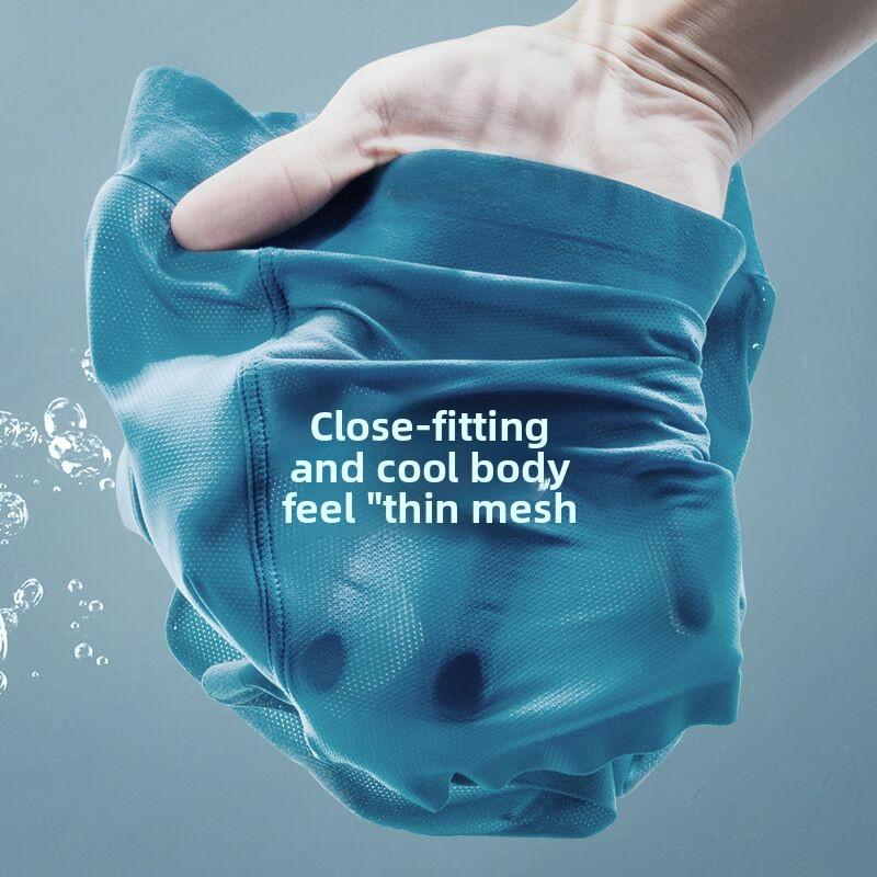 Men's Summer Thin Hollow Antibacterial Mesh Ice Silk No Trace Transparent Flat Angle Underwear