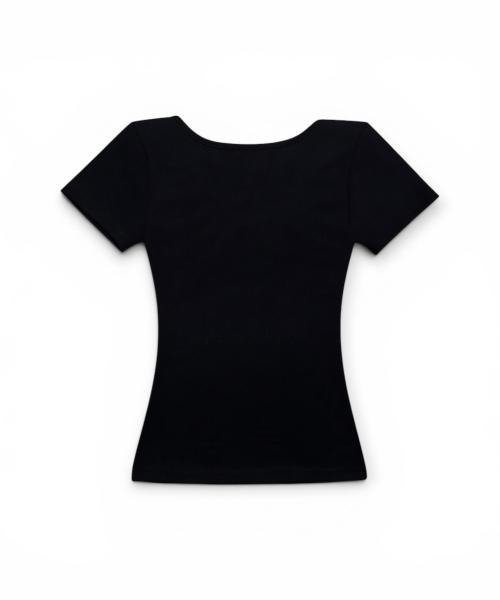 Bonseullipi Crystal Line V Shirring Tee (Black)