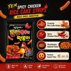 Snack YEM Tiras de Pastel de Arroz de Pollo Picante 100g | Rico sabor a pollo picante, textura crujiente inflada, forma de tira masticable