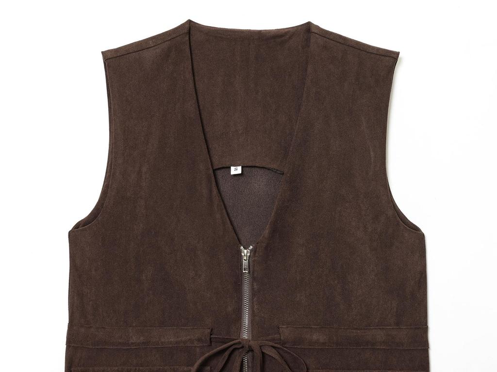 European and American Style Suede Texture Vest and Midi Skirt Set - Autumn Collection