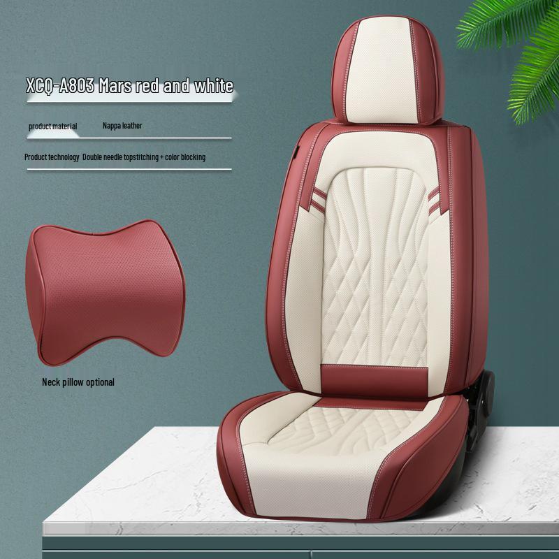All-Season Nappa Leather Car Seat Cushion - Breathable, Perforated Universal Cover