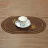 Linen Placemat Embroidery Butterflies Pattern Oval Heat-Resistant Stain-resistant Placemat Dining Accessories
