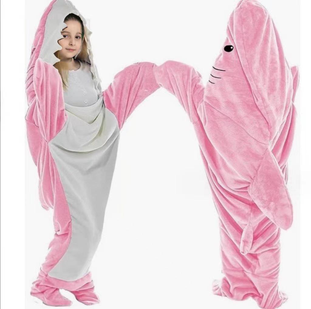 Shark Sleeping Bag Flannel Wearable Onesie Pajamas Hoodie Homewear