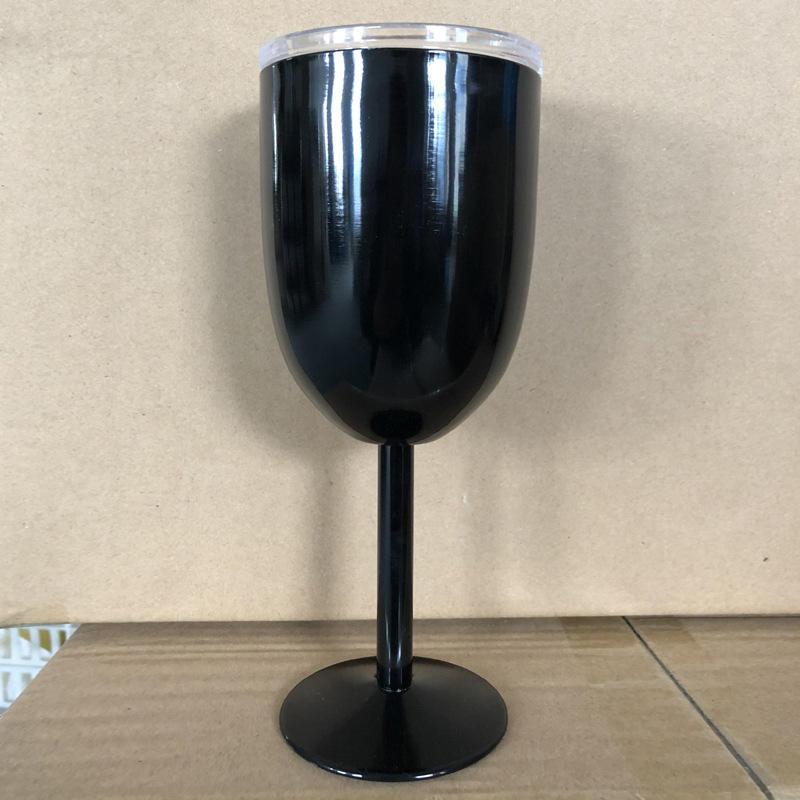 Bicchiere da vino termico in acciaio inossidabile con coperchio a cannuccia, bicchiere da viaggio con stelo, bicchiere in acciaio inossidabile con cannuccia