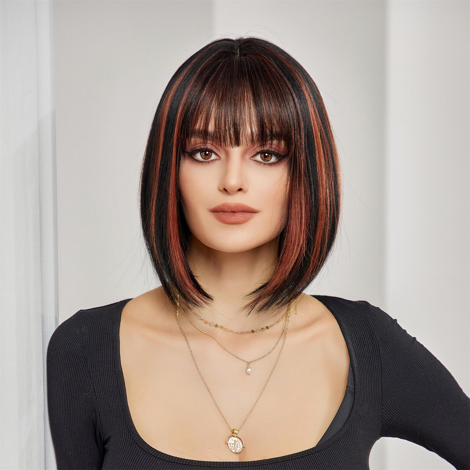 

Поступова зміна сірого бобо Голова до плечей Перука Коротке волосся Повний капюшон 1#