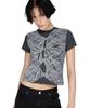 SUNBURNPROJECT Lace Printing Layered T-Shirt, Charcoal