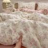 Cream Wind Double Yarn Bedding Four-piece Set Skin-friendly Breathable Washed Sheets Quilt Cover Pillowcase