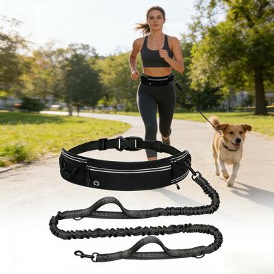 Hands Free Reflective Dog Leash With Waist Pack, Multi Functional Running Leash For Anti Pull Training, Includes Bottle Bag And Pet Lead