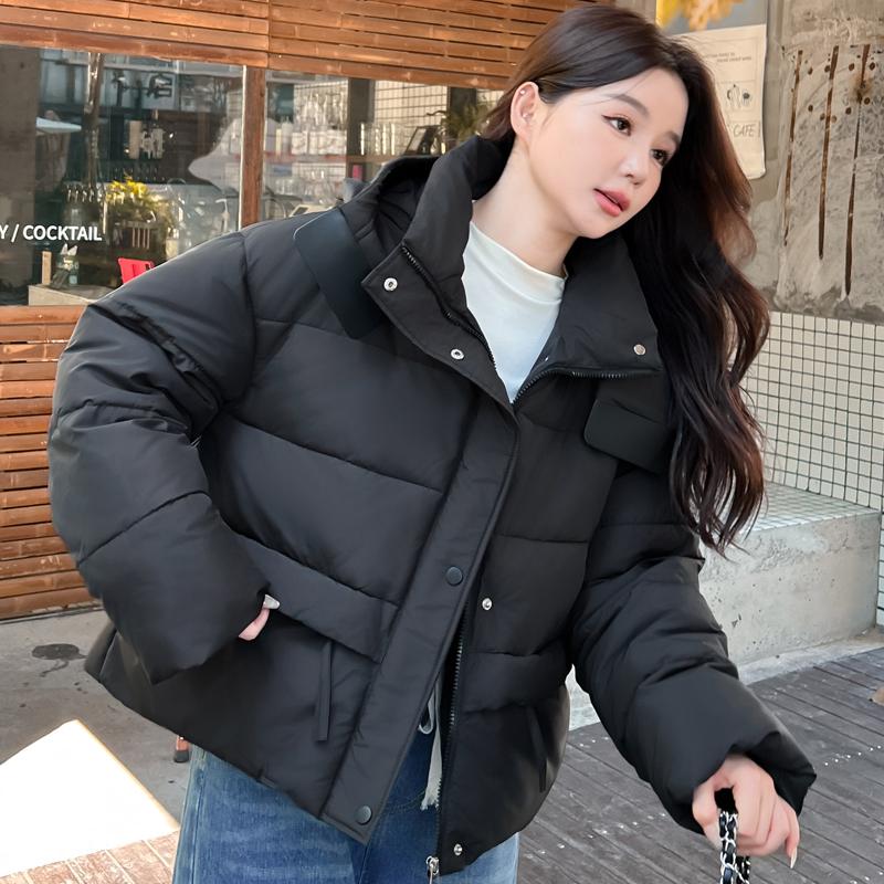 Módní zimní bundy dámské krátké parky s kapucí volné silné teplé svrchní oděvy ležérní dámské kabáty