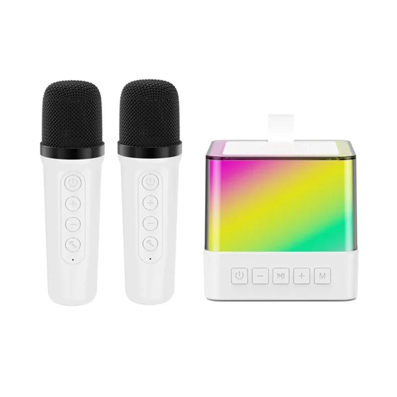 

Караоке-машина, портативная Bluetooth-колонка для караоке для взрослых и детей, поющая машина с 2 беспроводными микрофонами и динамической подсветкой белый
