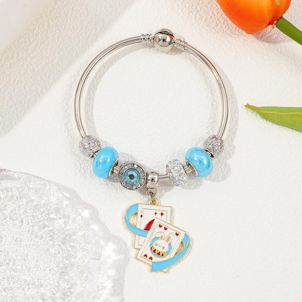 Doraemon Kristallperlenarmband mit Karte Cartoon-Anhänger zum Verschenken
