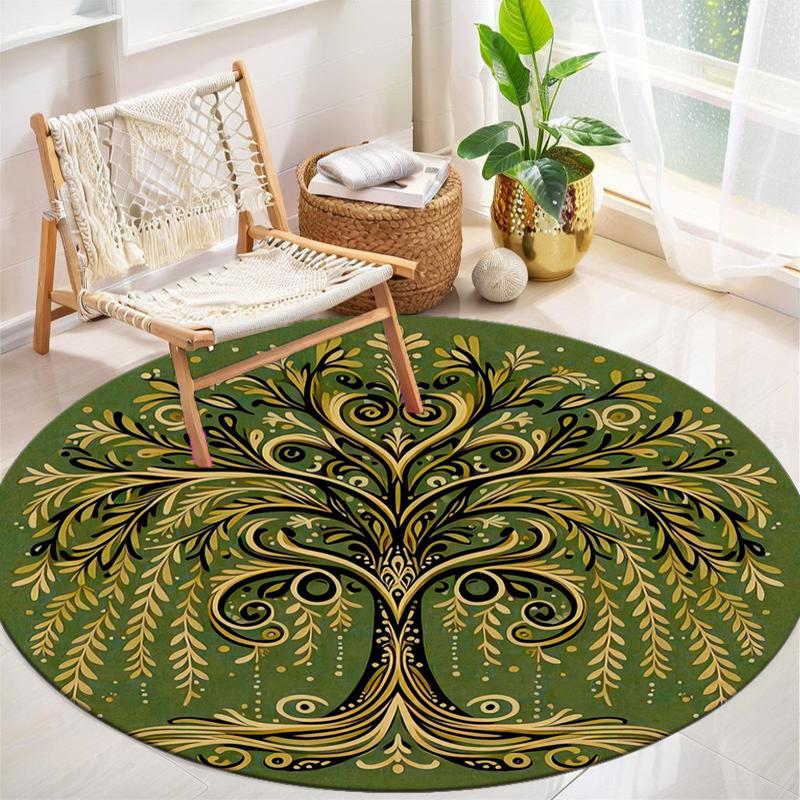 1Pc Tree of Life Circular Print Rug - home decoration Carpet For Living Room Bedroom Flooring Computer Chair Area Rug