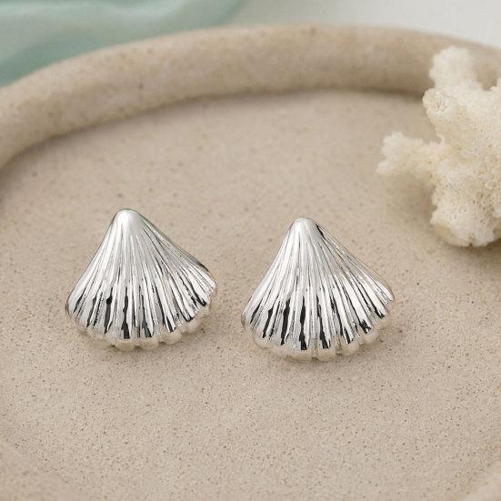 1 Pair Shell Earrings for Women, Chunky Vintage Ribbed Shell Shaped Earrings, Summer Beach Jewelry Gifts
