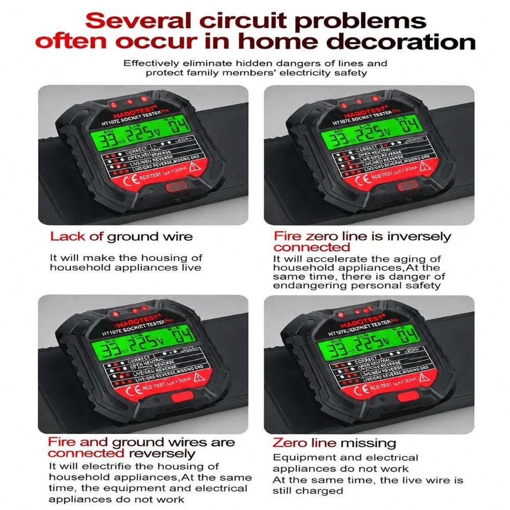 240V Outlet Tester 3in Breaker Finder Compact Socket Tester US