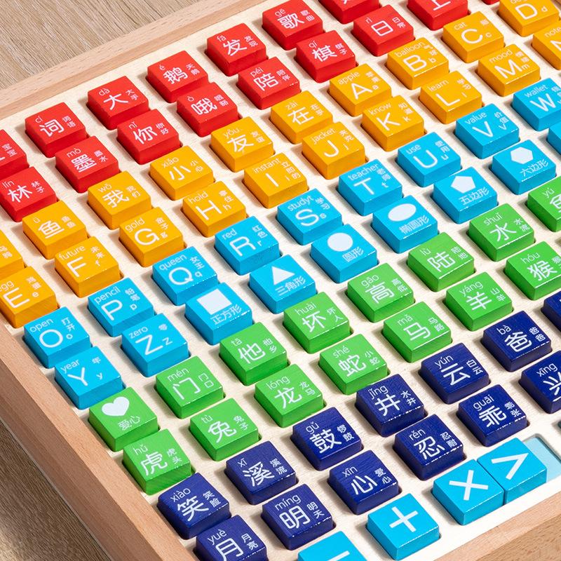 Montessori 1 až 100 Číselné operace Plus a Mínus Stovková tabulka Myšlení Učební pomůcka 3 v 1 Čínský znak Létající šachy Vzdělávací hračka
