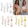 5 Pcs Belly Button Non Piercing Navel Rings for Women Girls Belly Dangly No Perforation Zircon Star Moon Series Set
