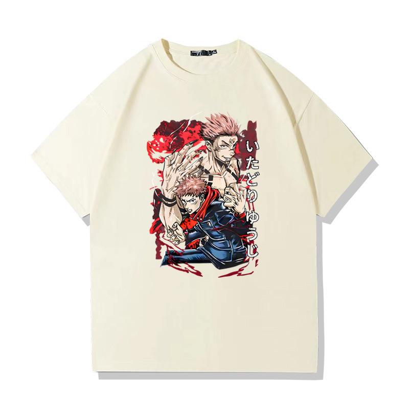 Jujutsu Kaisen anime handsome pattern printing summer men's 100% cotton T-shirt casual breathable trend street men's clothing