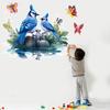 Blue Bird Cartoon Wall Sticker for Kidsroom Class Room Home Décor (60x50cm)