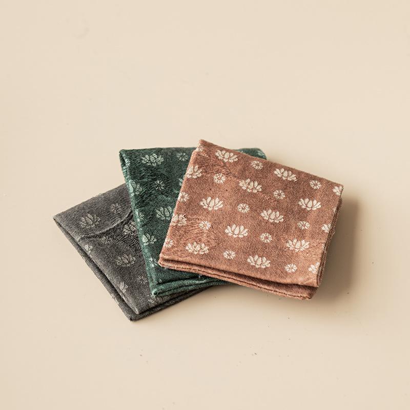 Lotus Rectangular Tea Towel Ancient Tea Cup Mat Tea Cup Pad Tea Napkins Household Tea Cloth Chinese Tea Set Accessories Craft